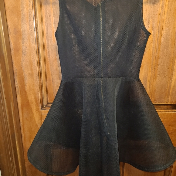 Dice Net Mesh High Low Dress Size Small Black - Picture 2 of 5